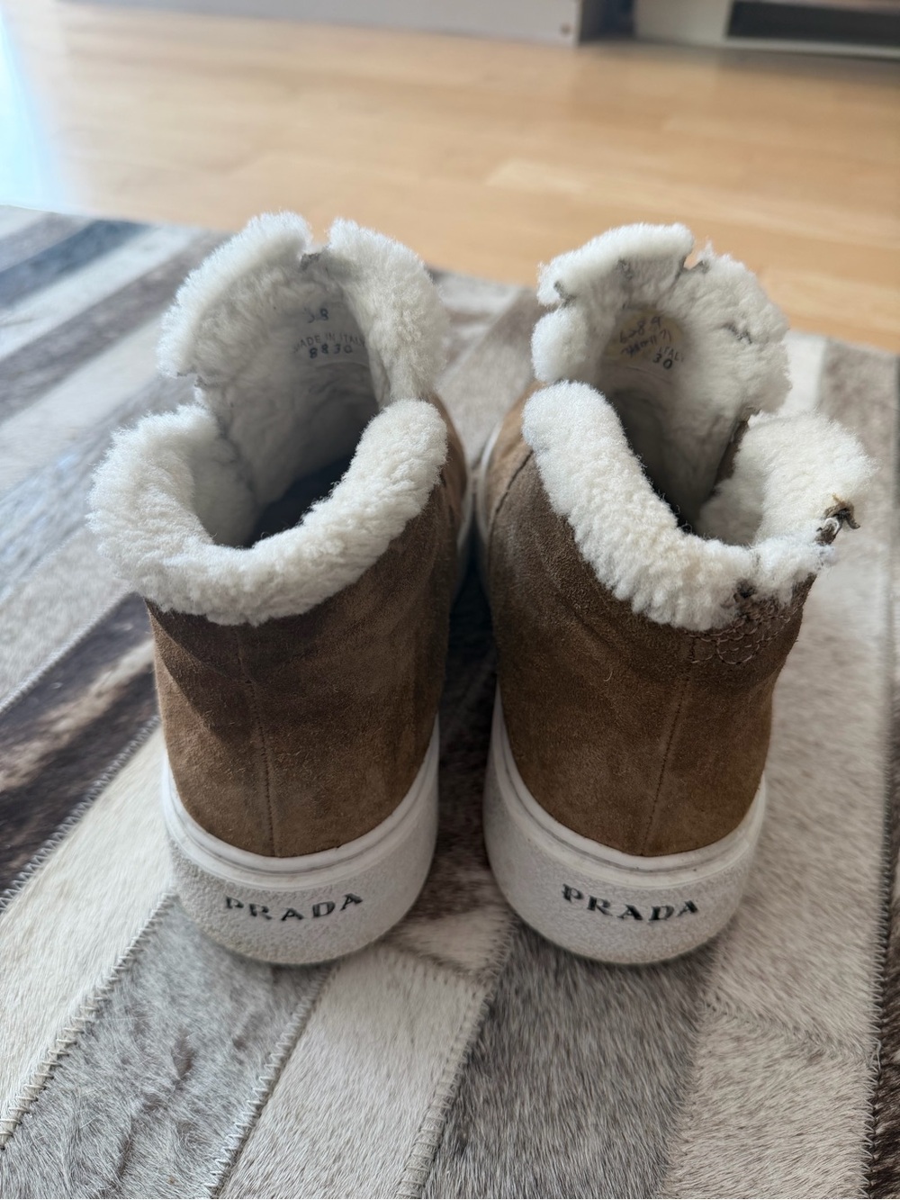Prada Brown Suede Shearling-Lined Women's Boots / Sneakers